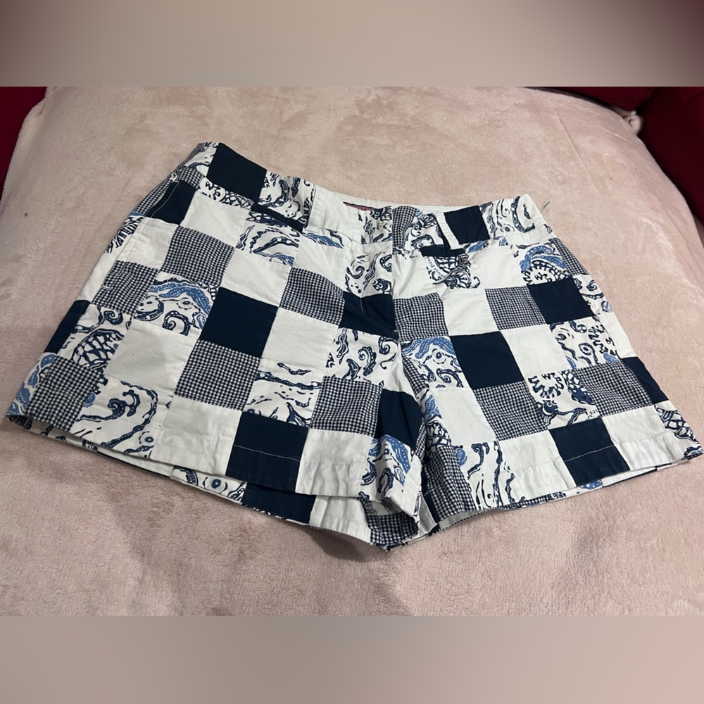 Vineyard Vines Navy and White Patchwork Shorts